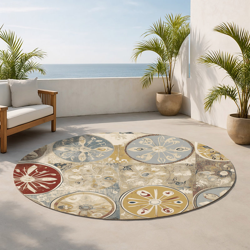 Tapis intérieur et extérieur Funky Spark, Rond 5 pi
