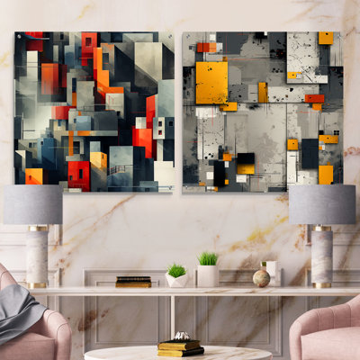 Cowser - Abstract Shapes Acrylic Wall Art Glass Set Of 2