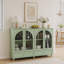 Buffet en verre arqué, 2 tiroirs et 4 portes en verre, armoire de présentation avec tablettes réglables-2107216808