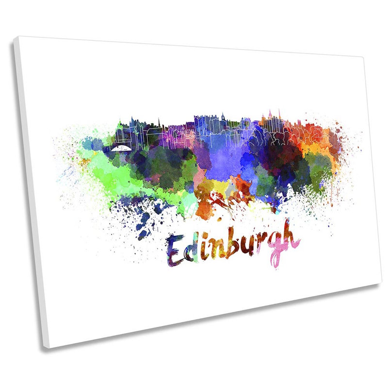 Edinburgh Watercolour Skyline - Wrapped Canvas Painting, 30.5cm H x 45.7cm W x 2cm D