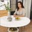 Ensemble de table de salle à manger extensible de 43 pouces pour 4 à 6 personnes avec 4 chaises en bois massif, table à rallonge manuelle sans rail avec placage en marbre et base en métal doré, table de ferme extensible de 43 à 59 pouces