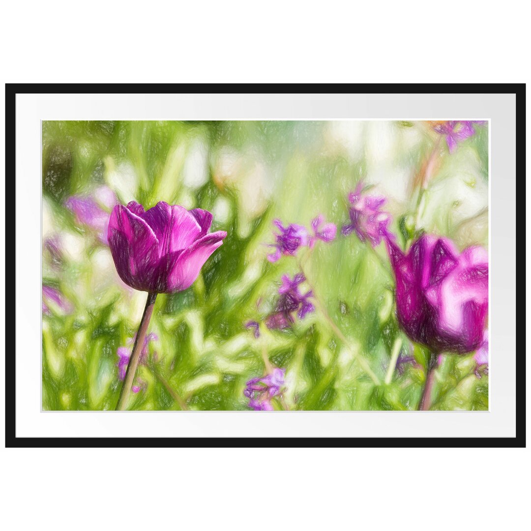 Gerahmtes Poster Blumen im Sonnenschein