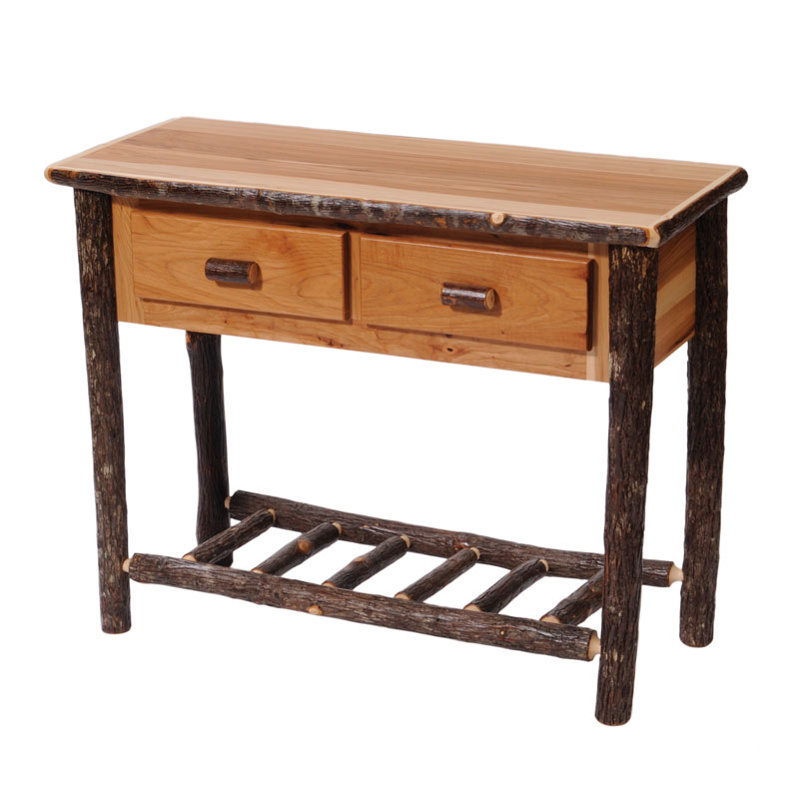 Fireside Lodge Hickory Two Drawer Sofa Table - Natural Hickory, Traditional