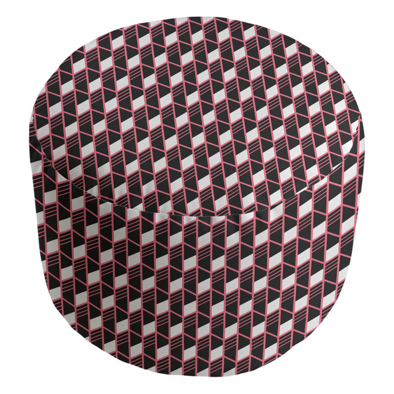 Avicia Upholstered Pouf, Red/White
