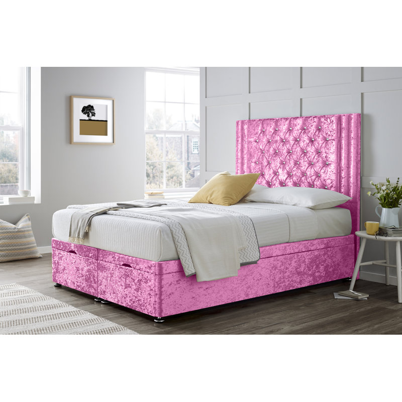 Divan Bed with 54" Floorstanding Headboard, Baby Pink, Single (3')