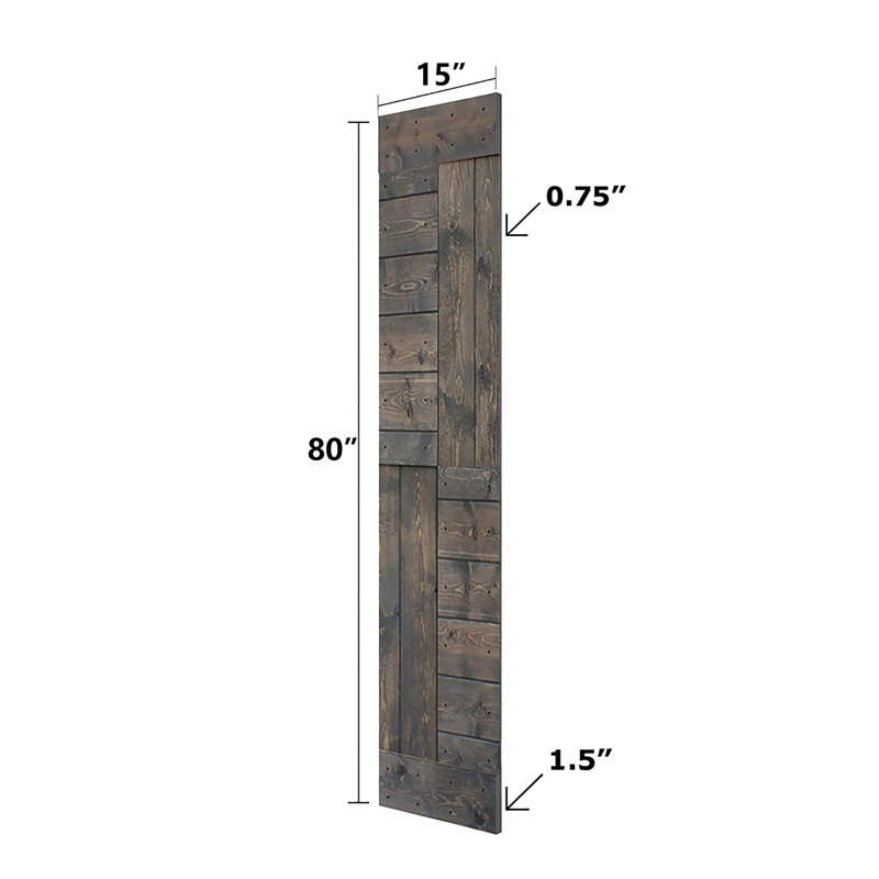 Porte pliante en bois massif en forme de S avec quincaillerie nécessaire, Gris fumé, 60 po x 80 po