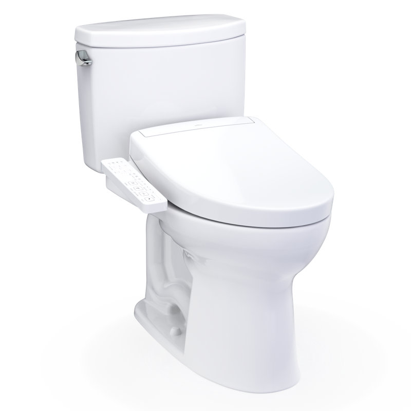TOTO® WASHLET+®  Drake® II Two-Piece Elongated 1.28 GPF Toilet and WASHLET+® S2 Bidet Seat, Cotton White - MW4543346CEFG#01