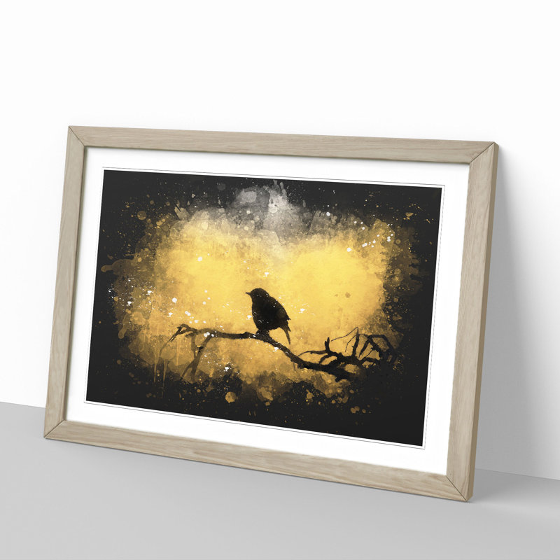 Bird at Sunset - Framed Print, Oak, 36cm H x 48cm W x 2cm D