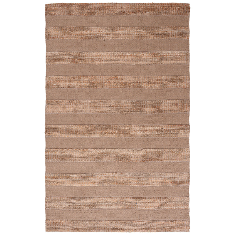 Tapis taupe / naturel à motif géométrique tissé à plat Hobscheid, Rectangle de 5 pi x 8 pi