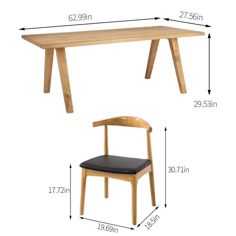 Ensemble de salle à manger rectangulaire, H 29,53 po x L 62,99 po x l 27,56 po