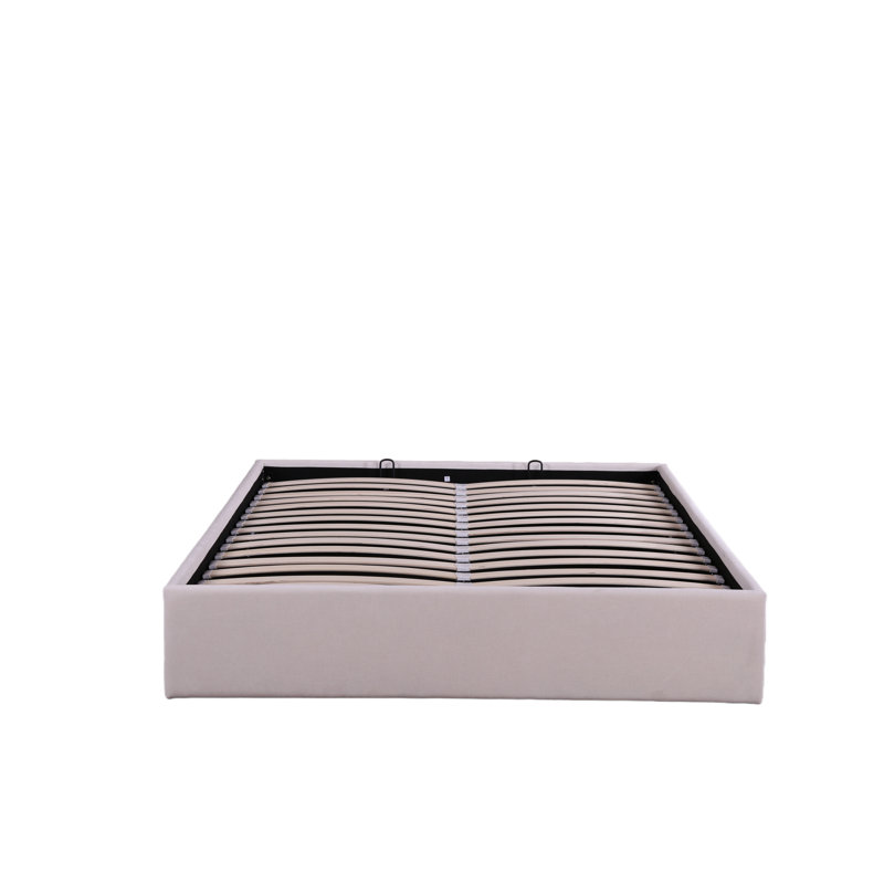 Lit plateforme avec rangement Aristedes, Double, Blanc cassé
