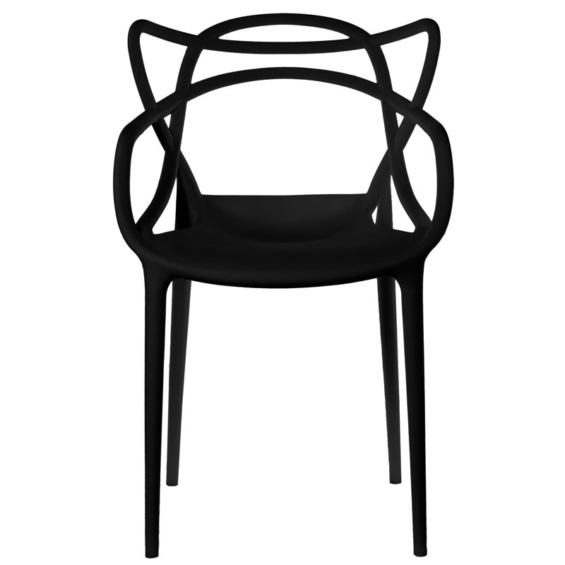 Chaise avec accoudoirs empilable Davida, Noir