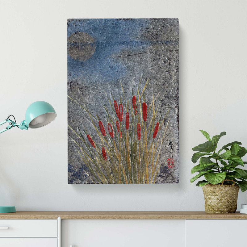 Cat Tails & Moon by Shibata Zeshin - Wrapped Canvas, 76 cm H x 50 cm W