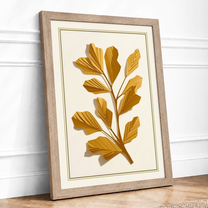 Gilded Branch Botanical - Framed Print, A2 - 59.4 x 42.0 cm, Oak