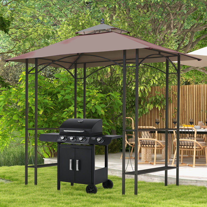 Pavillon de jardin pour barbecue en métal de l 8 pi x P 5 pi Jenifer