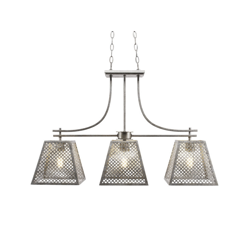Giusto 3 - Light Kitchen Island Linear Pendant, Aged Silver, 23" H x 36.25" W x 9.5" D