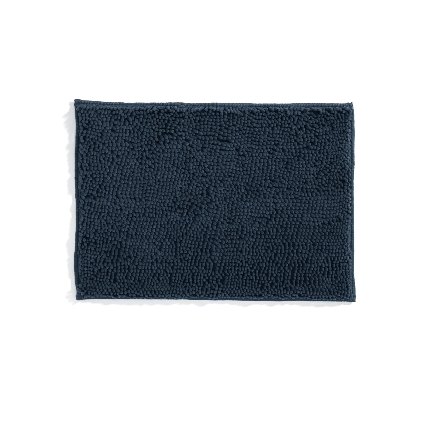 Soft Absorbent Chenille Bath Mat Rug with Anti-Skid Rubber Backing, 24" L x 17" W, Navy
