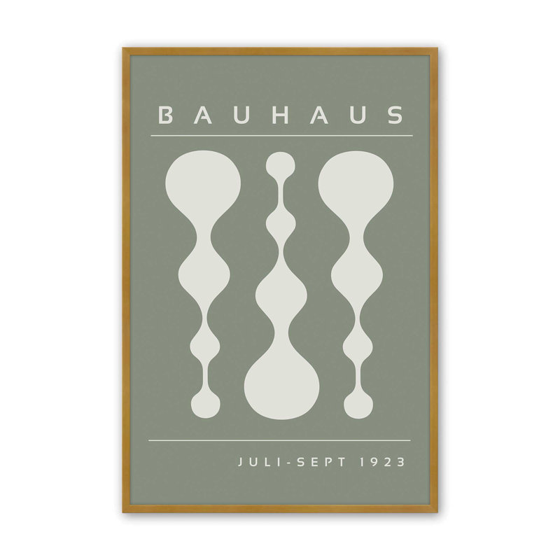 Green Retro Bauhaus Poster II Print, Polished Gold, 37.25" H x 25.25" W x 1.25" D