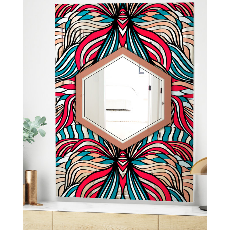 Bleu rose et blanc - miroir Mid-Century - impression sur miroir, H 39,4 po x l 29,5 po