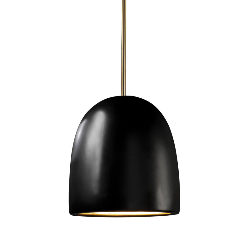 Luminaire suspendu simple à 1 lumière Geordi, Laiton antique, Carbon Matte Black