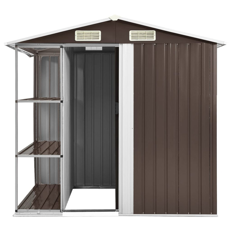 Garden Shed with Rack 205x130x183 cm Iron, Brown