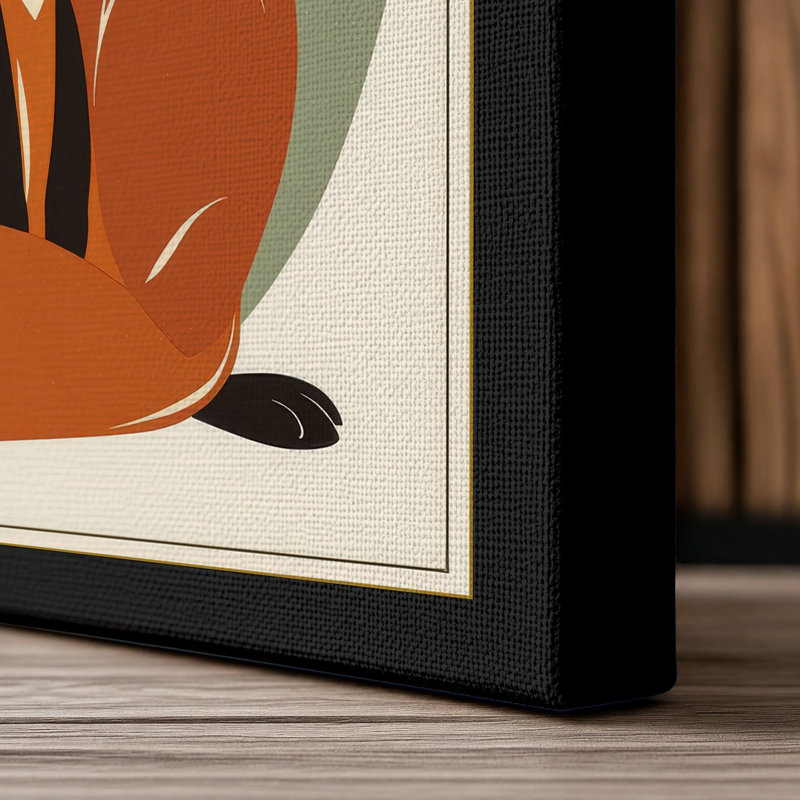 Fox in Profile Mid-Century - Wrapped Canvas, 36x24 - 91.4 x 61.0 cm, Black Border