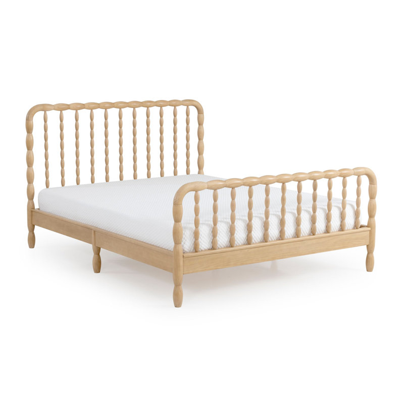 Lind Spindle Queen Solid Wood Bed, Beige, Queen