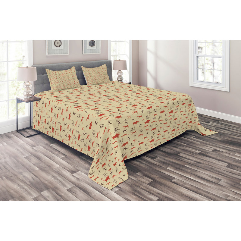 Deer Rustic Polyester Coverlet, King Bedspread + 2 Shams