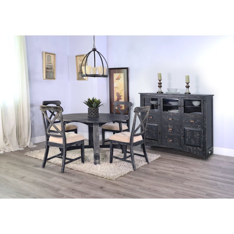 Eyon 4 - Person Mahogany Solid Wood Solid Wood Top Trestle Dining Set