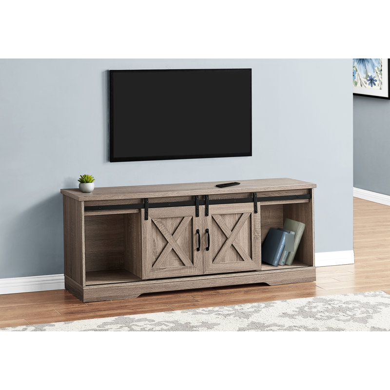 Meuble télé 80 à 89 po, taupe foncé 60 po, console avec tablettes ouvertes à l'avant