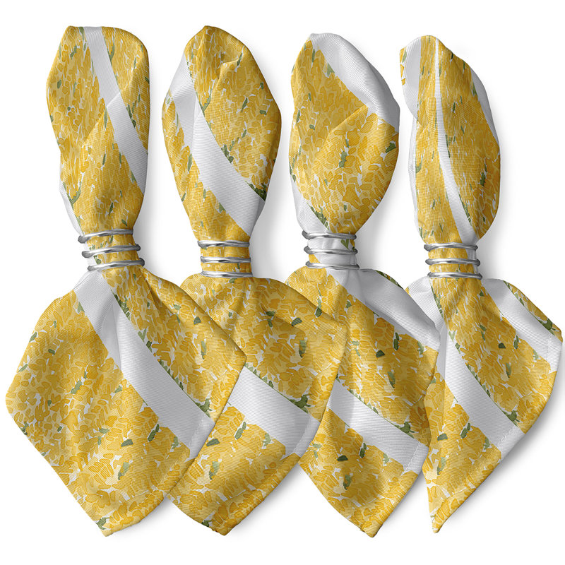 Elliona Polyester Floral Square Napkin, Yellow