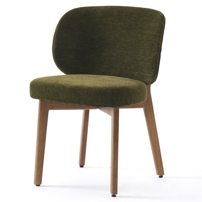 Chaise de salle à manger rembourrée de 20,1 po de largeur, fauteuil d'appoint à haut dossier, sans accoudoirs et pieds en bois massif pour salle à manger, meuble-lavabo, beige, ensemble de 2