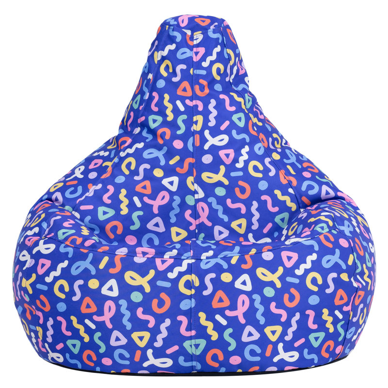 Polyester Bean Bag Chair, Blue/Orange/Yellow