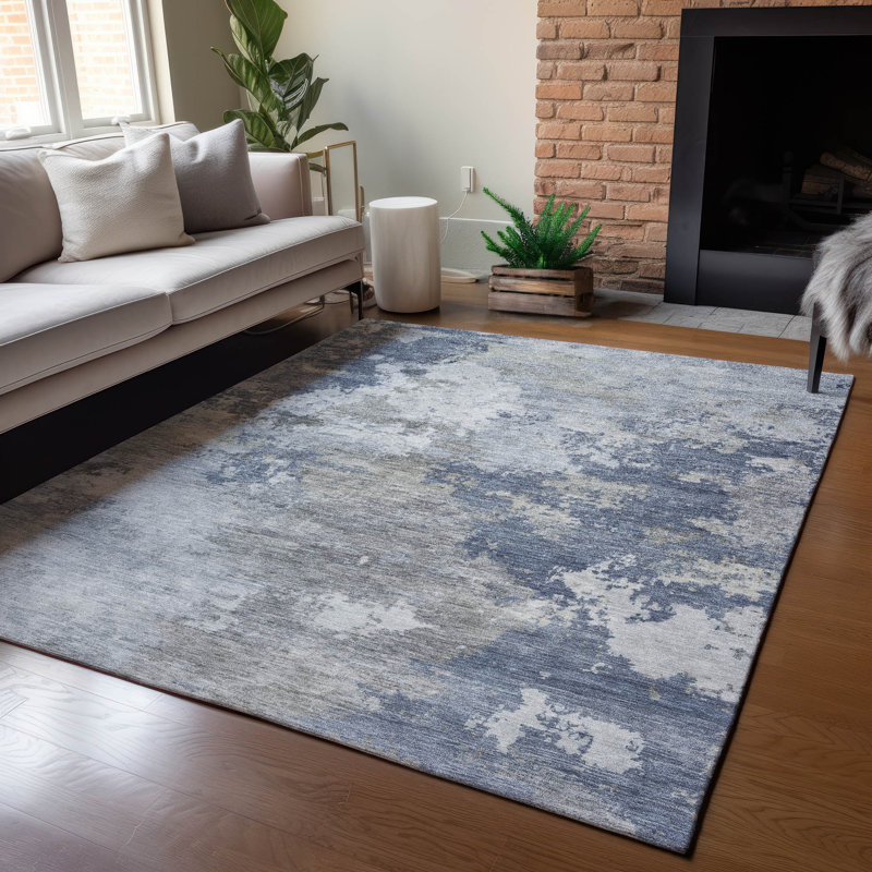 Machine Washable Indoor/Outdoor Earleville ACN2367 Abstract Rug, Rectangle 9' x 12'