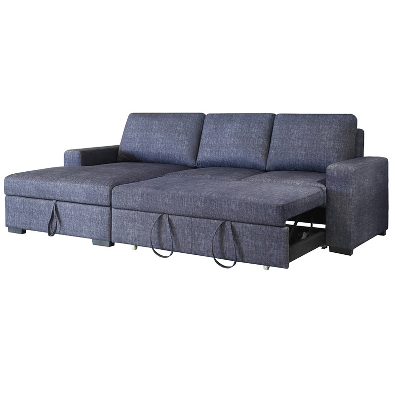 Canapé-lit et chaise longue Arniaga, Gris foncé, Accoudoir à gauche (vu de face)