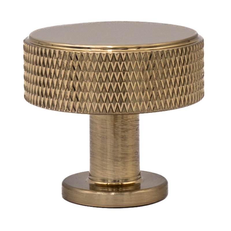 Kent Knurled 1-3/8" Satin Brass Round Knob, Satin Brass, 1.38"