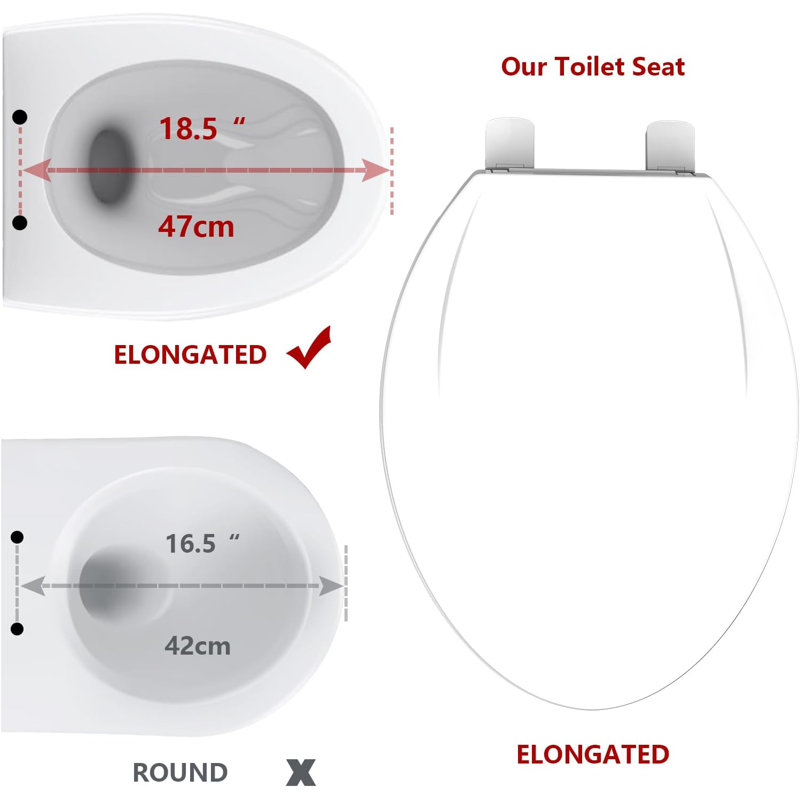 Elongated Toilet Seat With Grip-tight Bumpers Slow-close