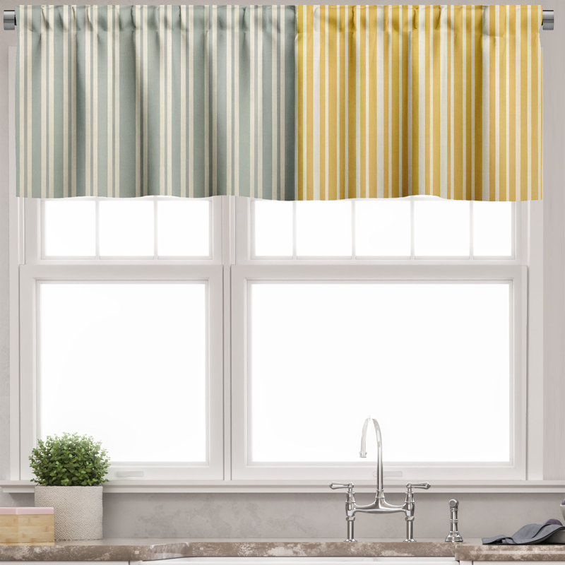 Striped Tailored Window Valance, 42" W x 12" L