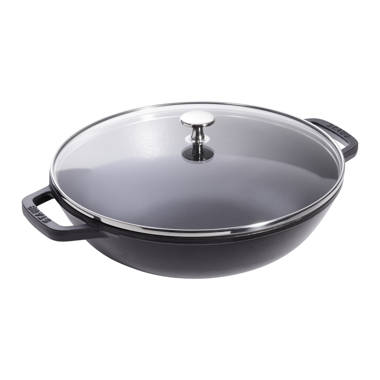 Staub Baby Wok 16cm Linen Small Iron Pot Glass Lid