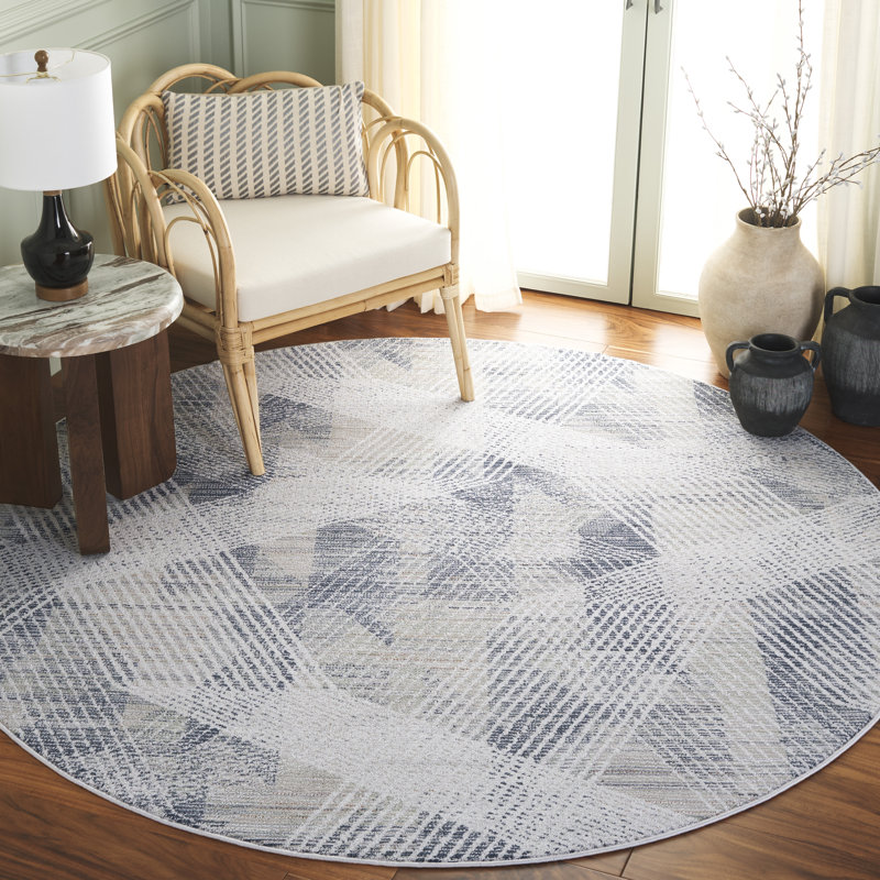 Ersela 100 Performance Abstract Rug, Round 6'7"