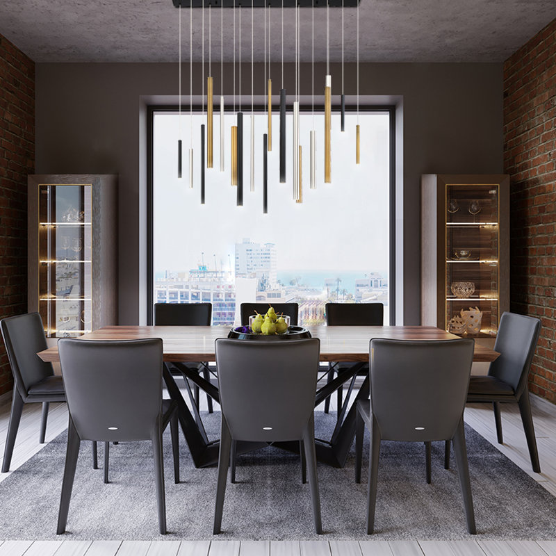 Santana 18 - Light LED Cluster Pendant, Frosted Black, Nickel/Brass/Black