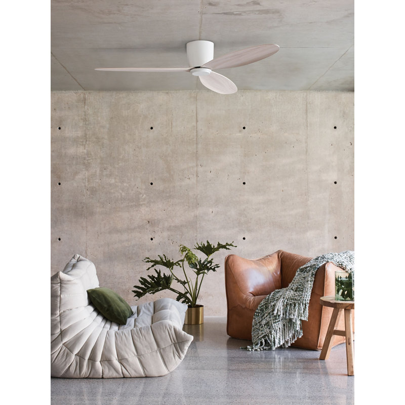 Abordale 132'' Ceiling Fan, White with White Oak Blades