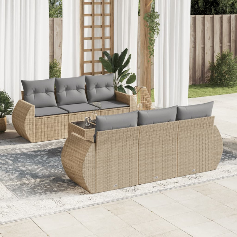  Ensemble de canapé de jardin beige, gris clair