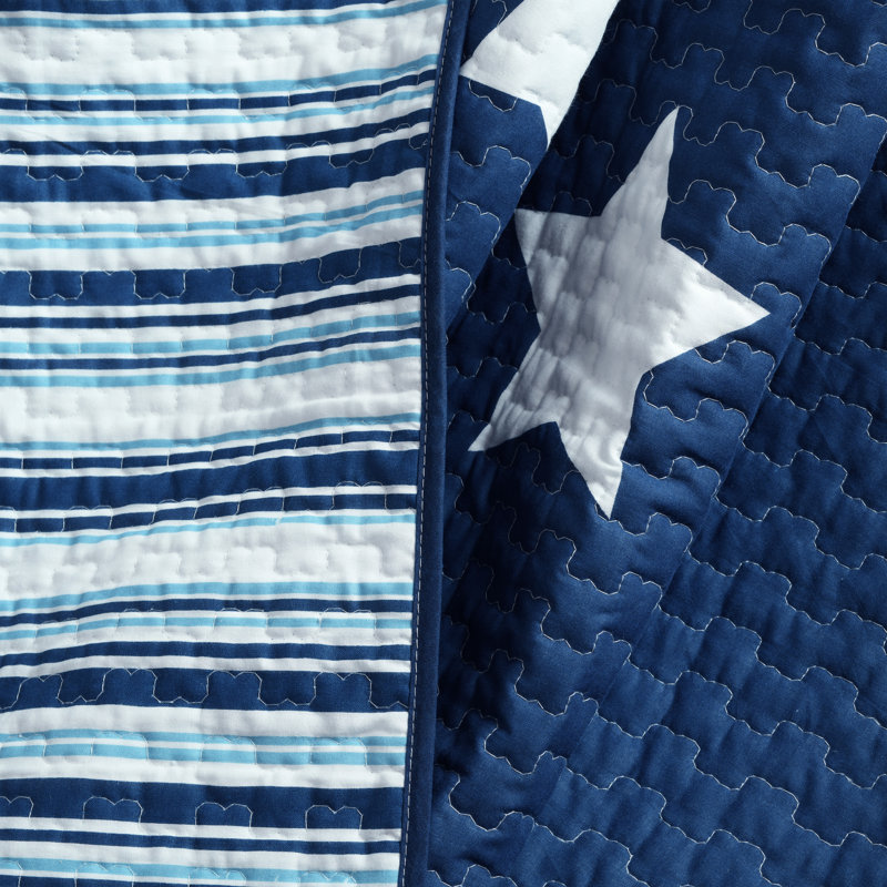 Jeté en coton Star Star, l 50 po x L 60 po, Bleu marine