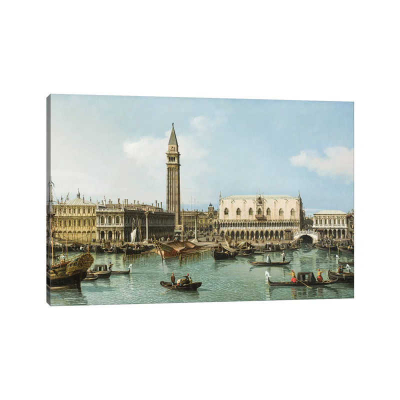 The Molo From The Basin Of San Marco, Venice, C.1747-1750 by Canaletto - Wrapped Canvas Painting, 20.32 cm H x 30.48 cm W