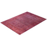 Overdyed Hand-Knotted Wool Modern-Contemporary Pink Area Rug 10' 1" x 13' 8"
