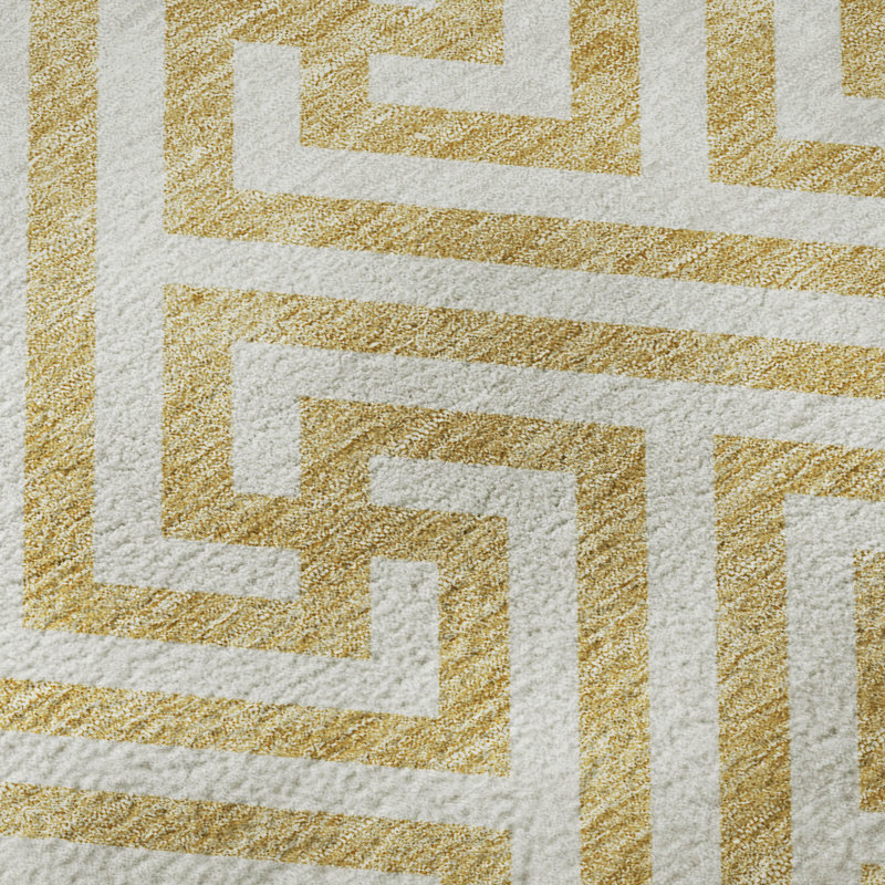 Premium Machine Washable Tweedy Gold Rug, Rectangle 8' x 10'
