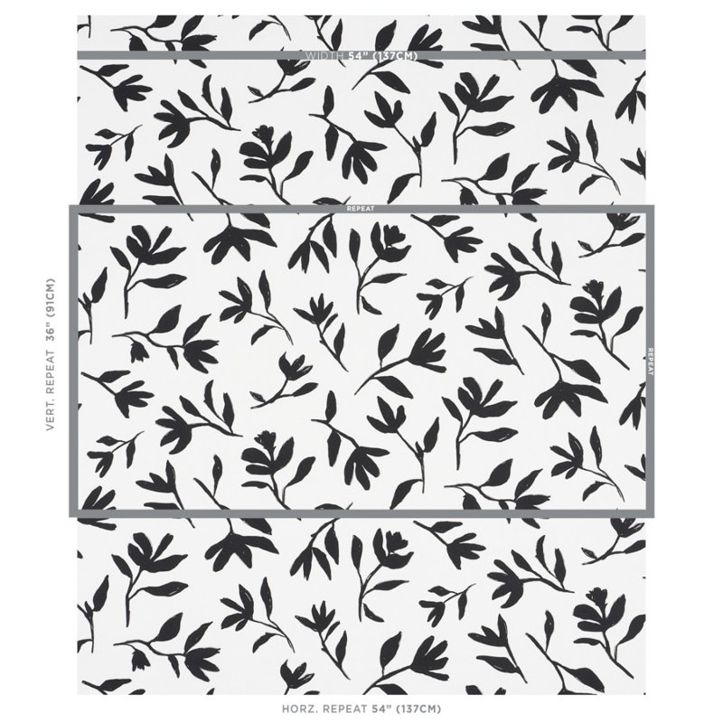 Tissu Laurel, Noir