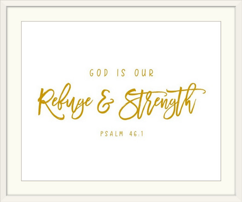 " Psalm 46:1 ", 24" H x 28" W x 1" D, White Frame
