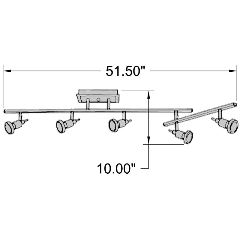 Philpott 51.5'' 5 -Light Fixed Track Track Kit with Dimmable and Adjustable Head, Brushed Steel